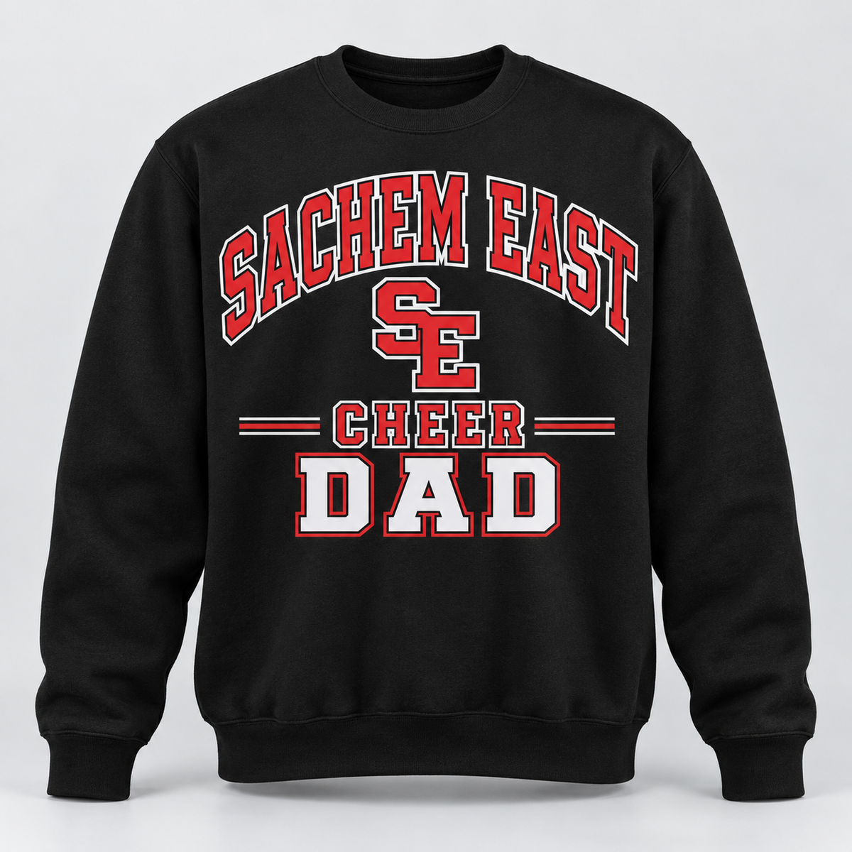 Sachem East Cheer Dad Varsity Arch Crewneck Sweatshirt product mockup