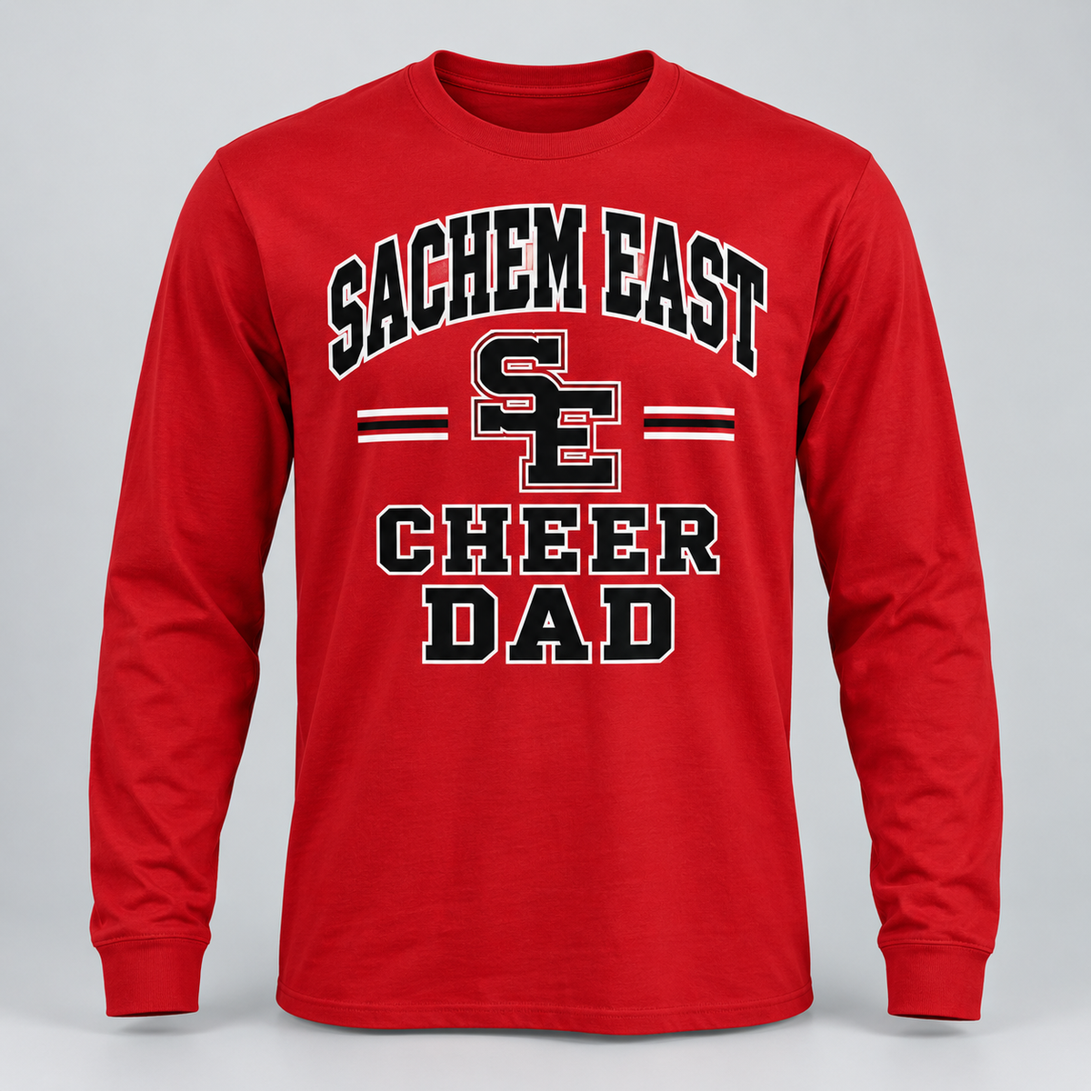 Sachem East Cheer Dad Varsity Arch Long-Sleeve T-Shirt product mockup