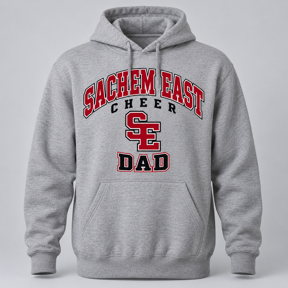 Sachem East Cheer Dad Varsity Arch Pullover Hoodie product mockup