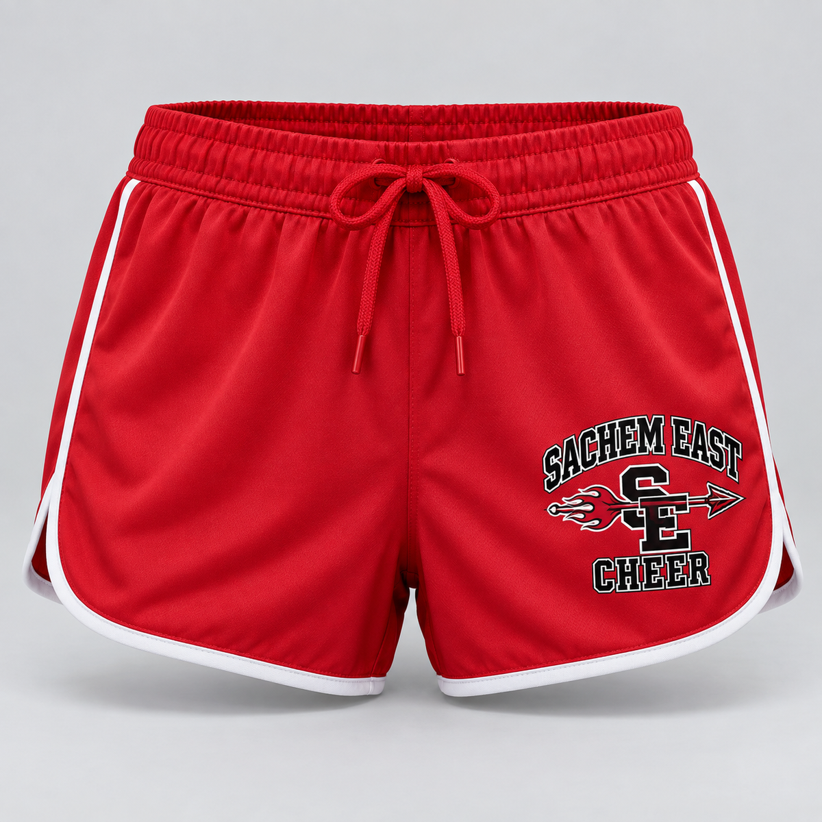 Sachem East Cheer Flaming Arrow Crest Athletic Shorts product mockup