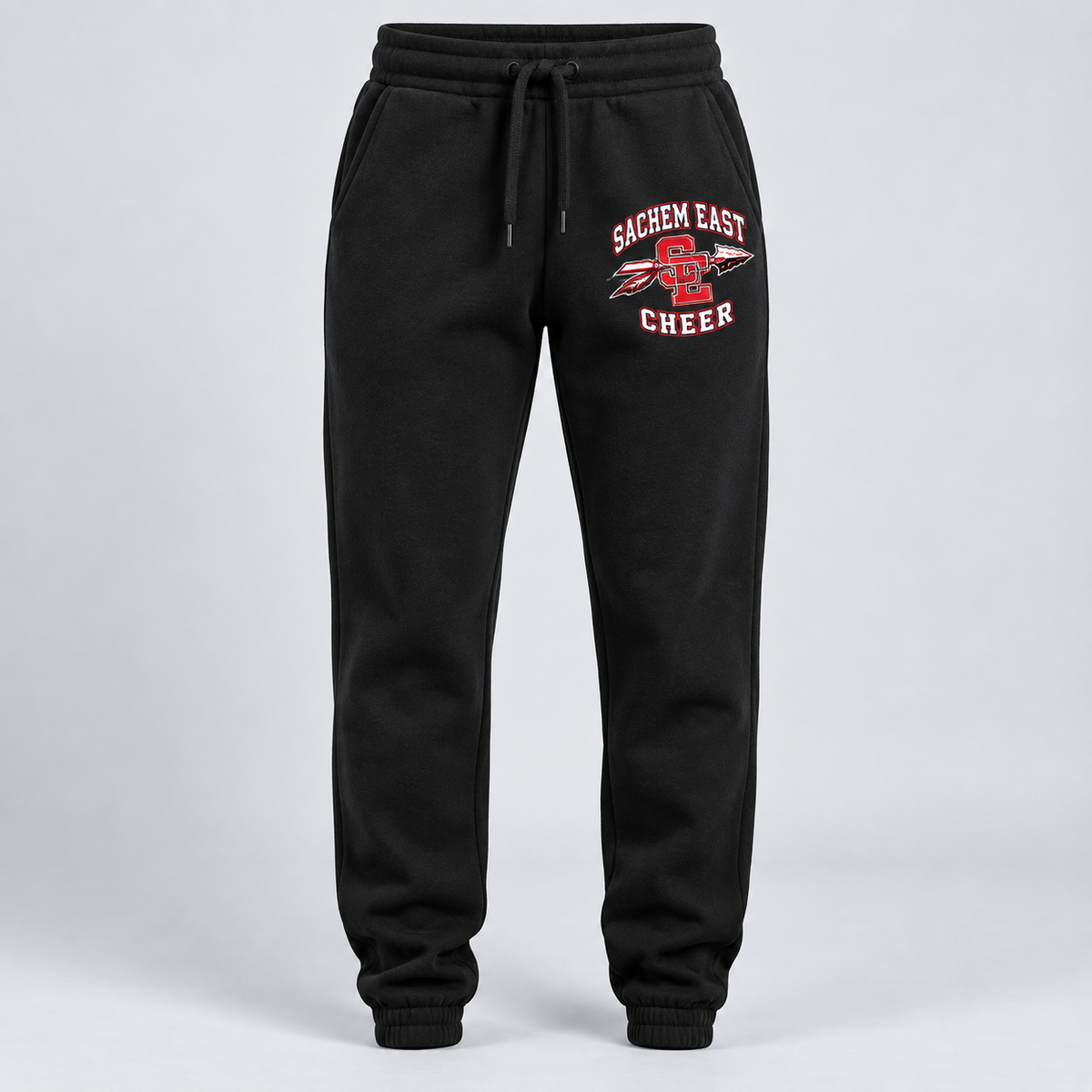 Sachem East Cheer Flaming Arrow Crest Fleece Joggers product mockup