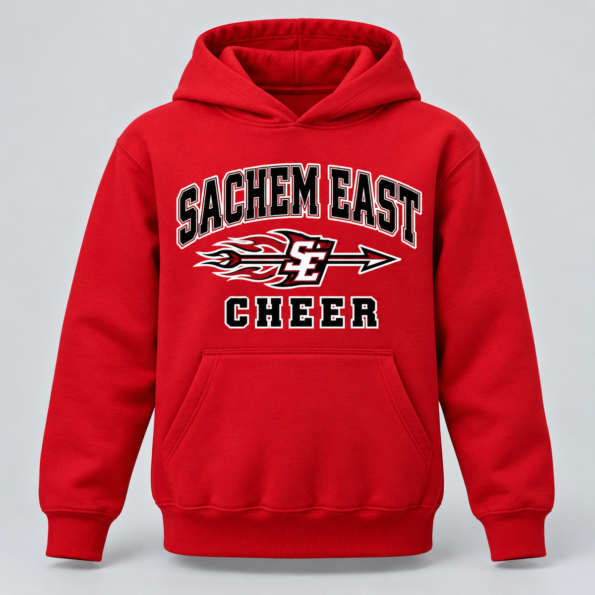 Sachem East Cheer Little Arrows Youth Pullover Hoodie product mockup