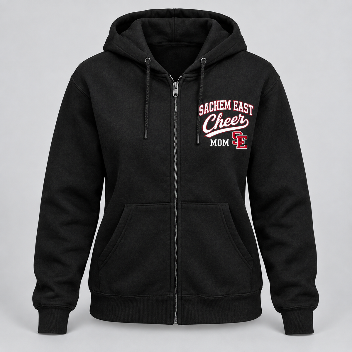 Sachem East Cheer Mom Campus Script Full-Zip Hoodie product mockup
