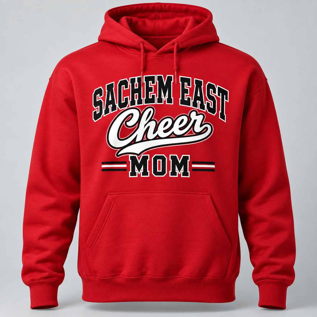 Sachem East Cheer Mom Campus Script Pullover Hoodie product mockup