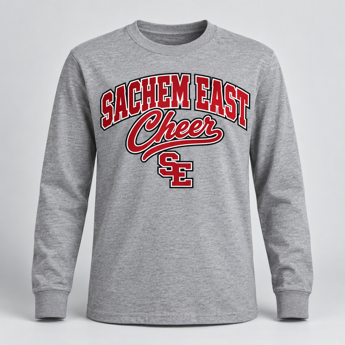 Sachem East Cheer Rally Script Youth Long-Sleeve T-Shirt product mockup