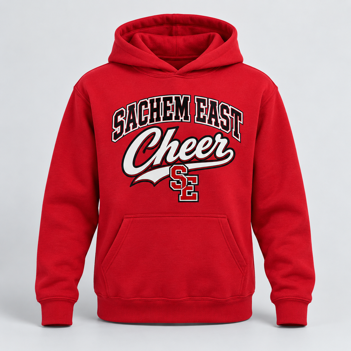 Sachem East Cheer Rally Script Youth Pullover Hoodie product mockup