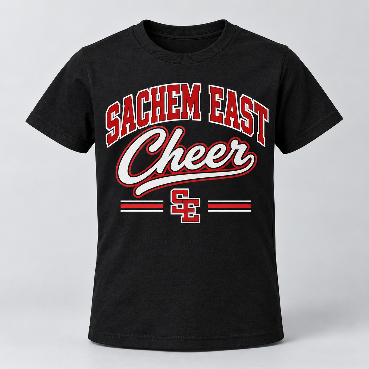 Sachem East Cheer Rally Script Youth T-Shirt product mockup