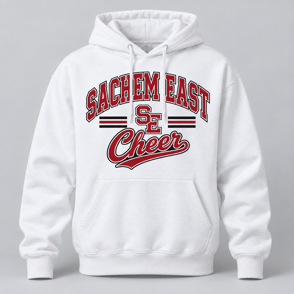 Sachem East Cheer Retro Athletic Pullover Hoodie product mockup