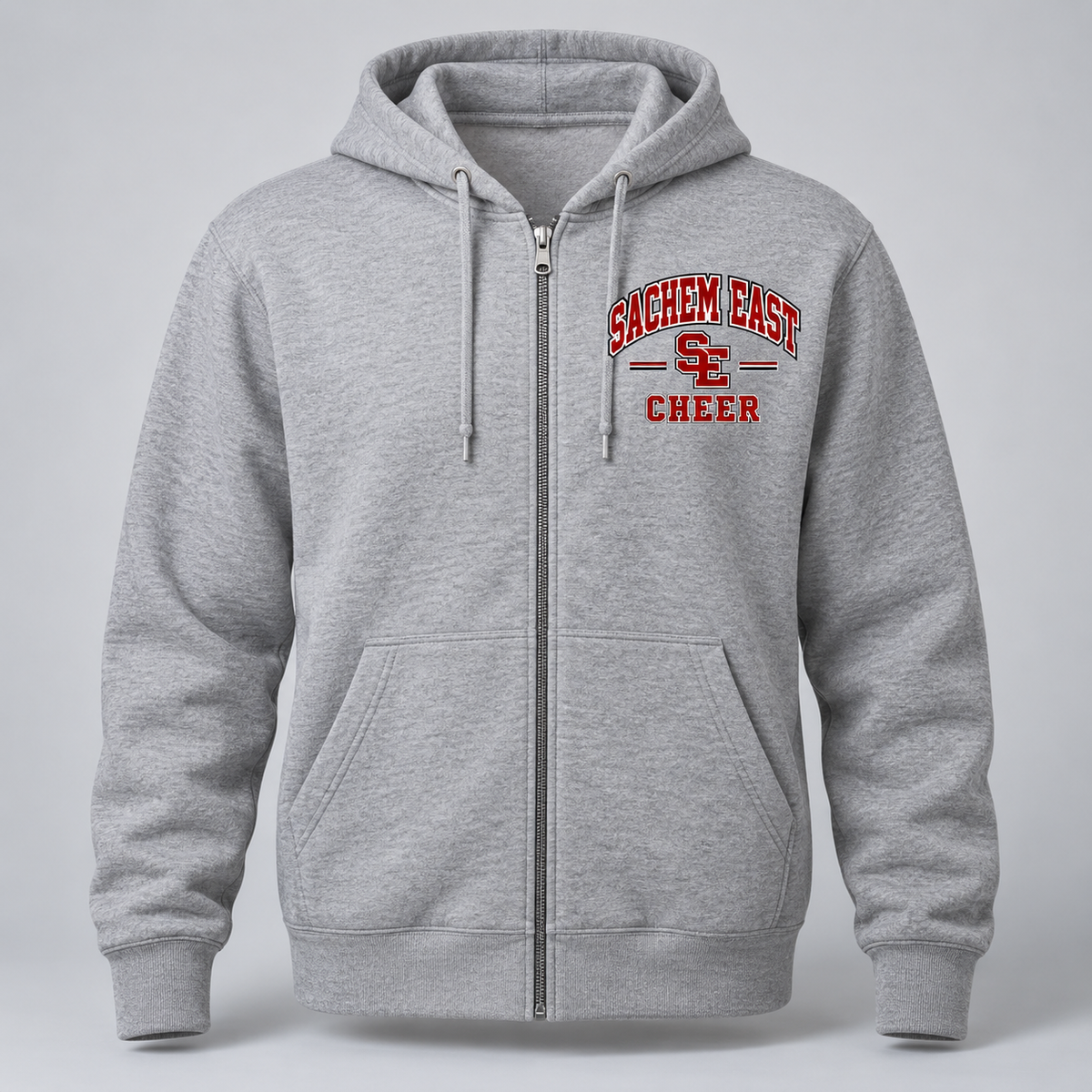 Sachem East Cheer Stadium Block Full-Zip Hoodie product mockup