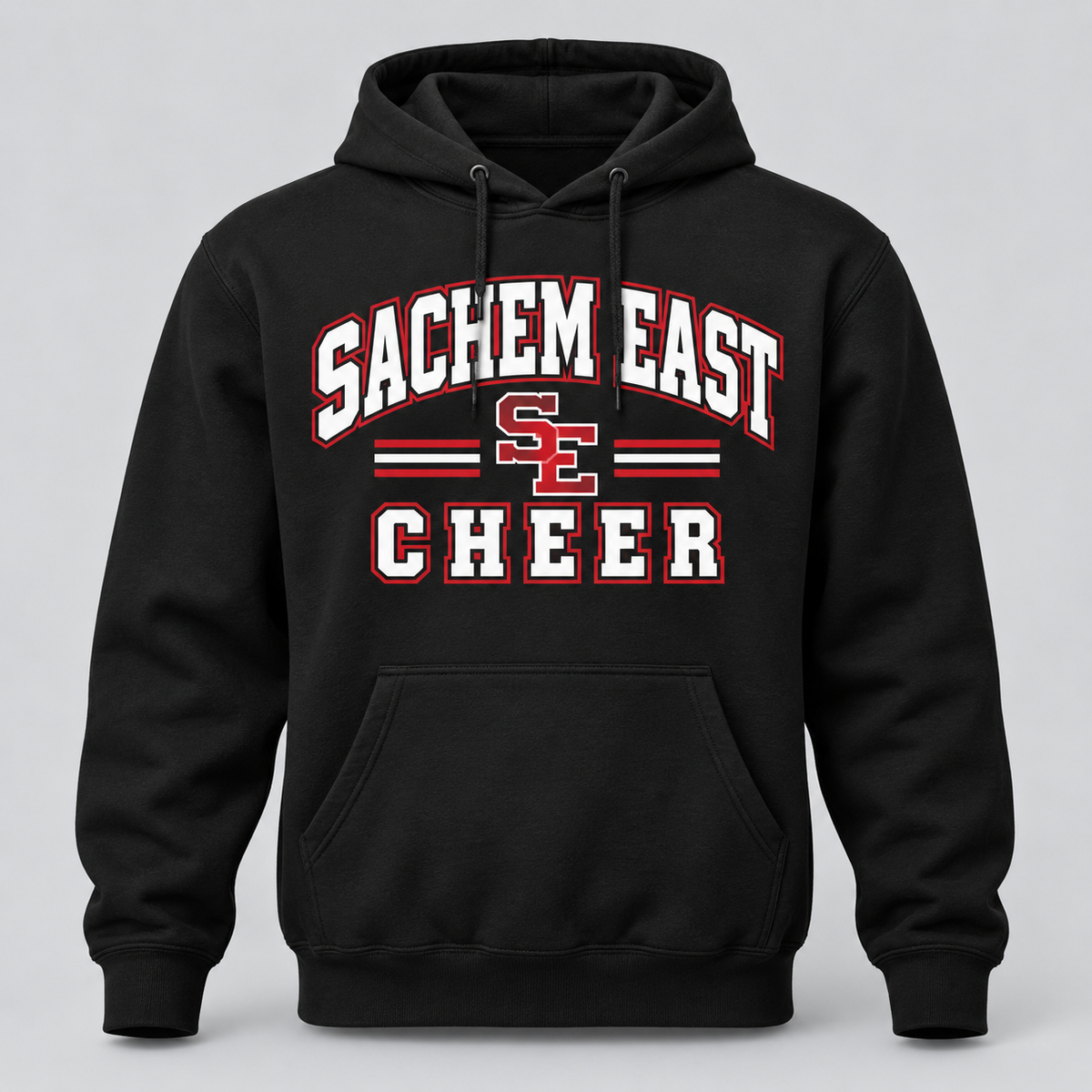 Sachem East Cheer Stadium Block Pullover Hoodie product mockup