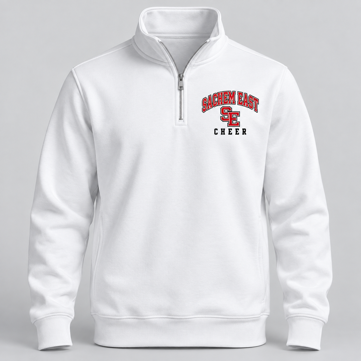 Sachem East Cheer Stadium Block Quarter-Zip Pullover product mockup