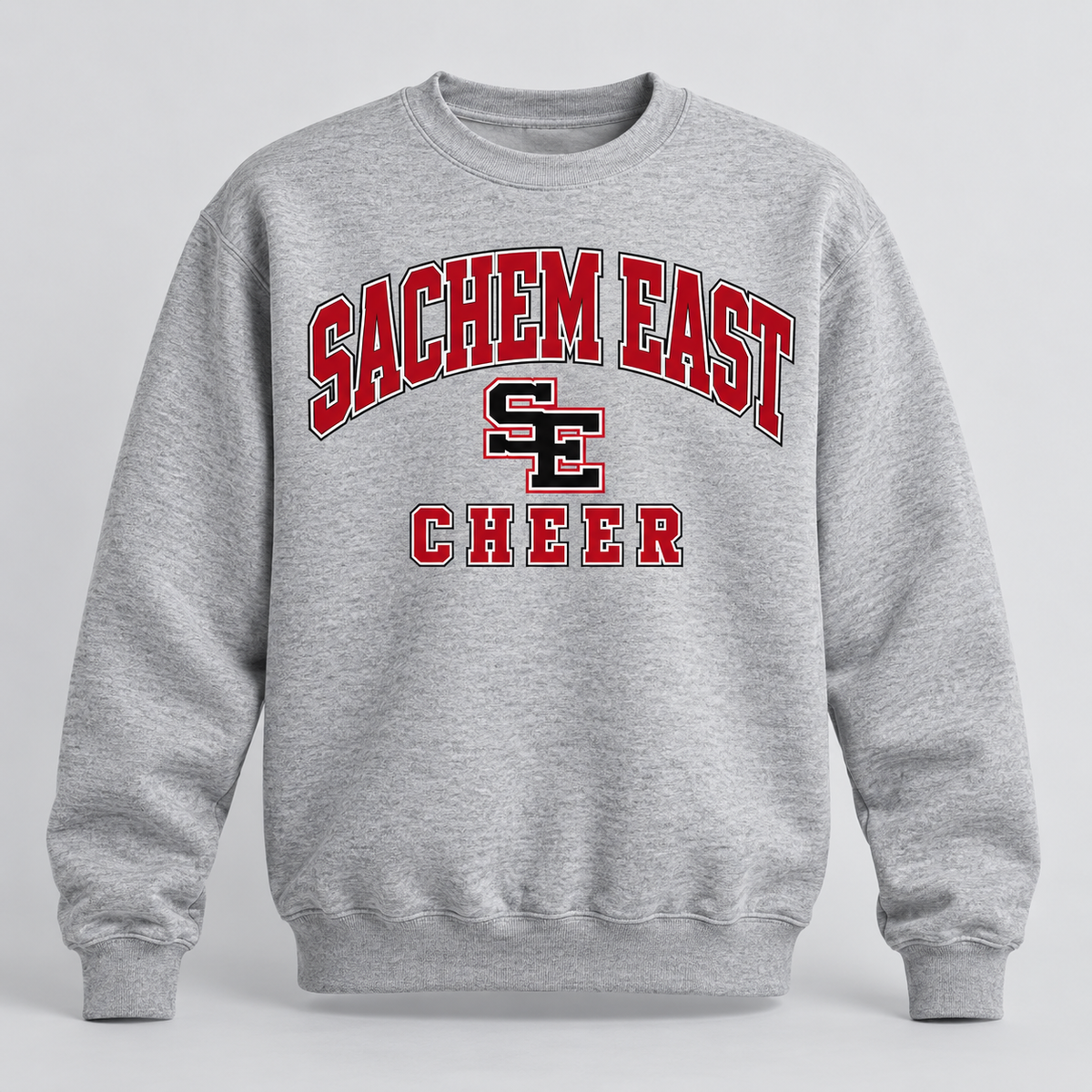 Sachem East Cheer Varsity Arch Crewneck Sweatshirt product mockup