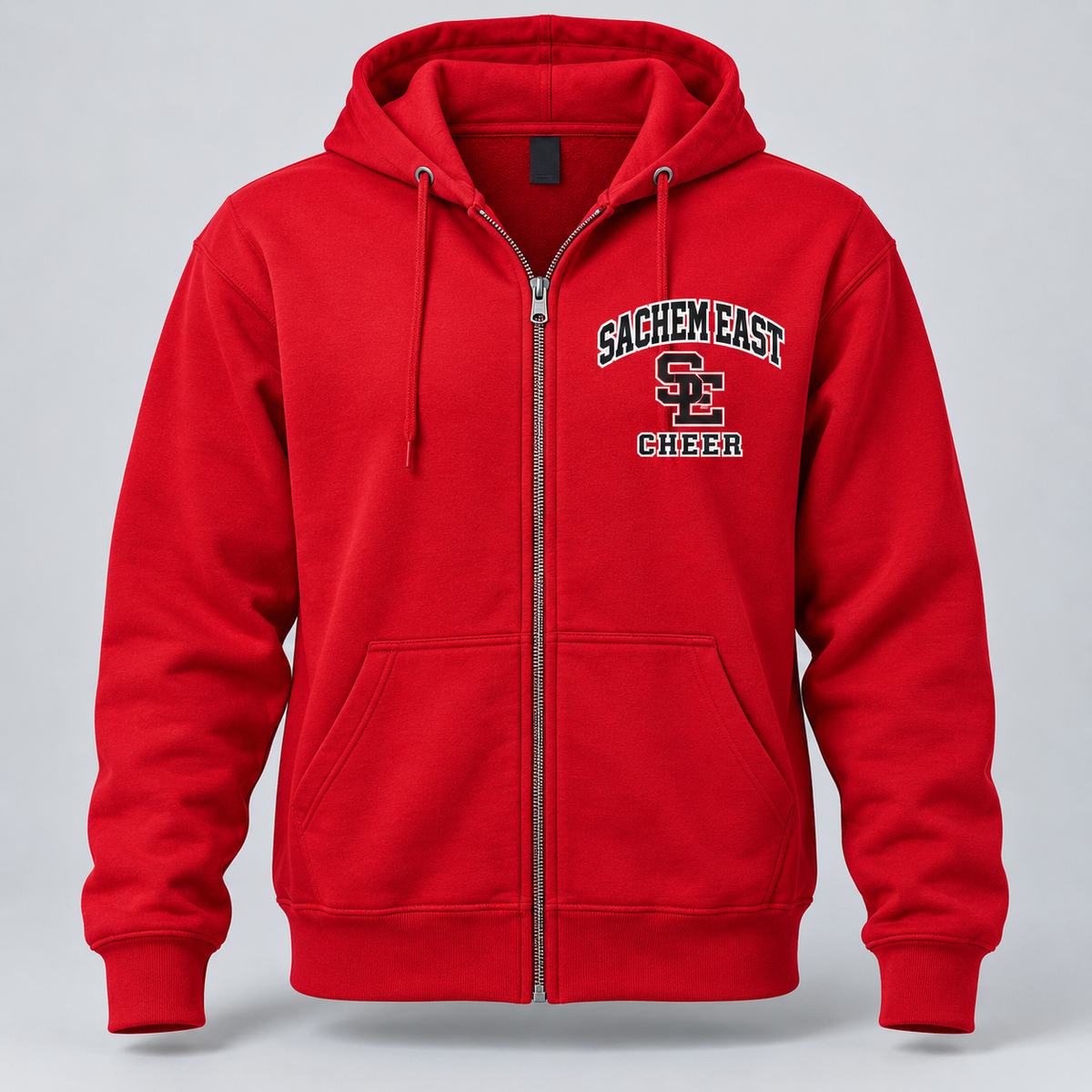 Sachem East Cheer Varsity Arch Full-Zip Hoodie product mockup