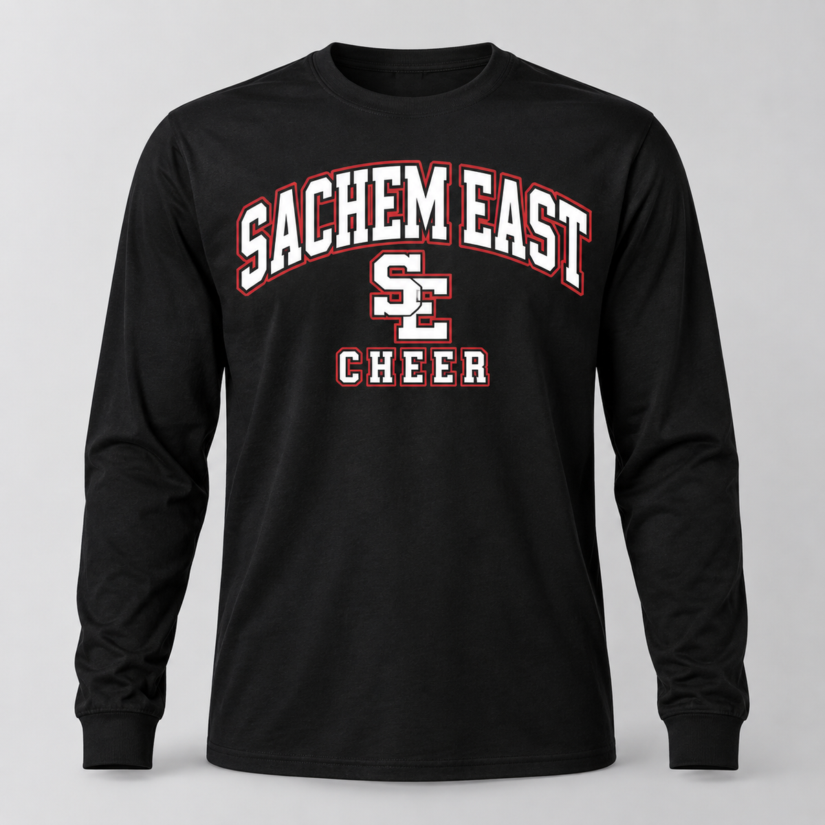 Sachem East Cheer Varsity Arch Long-Sleeve T-Shirt product mockup