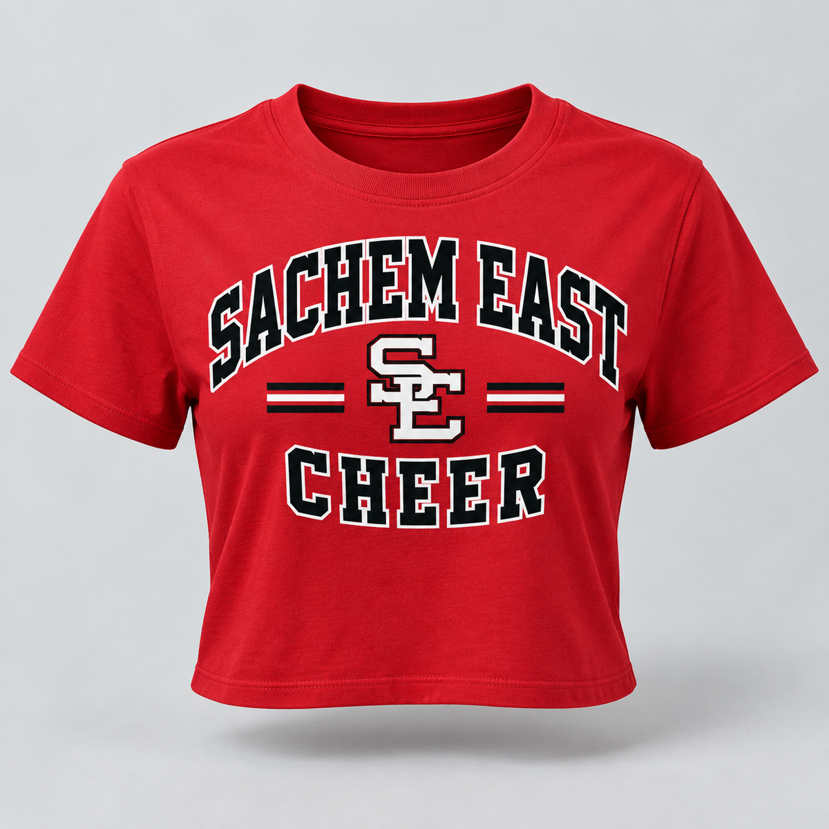 Sachem East Cheer Varsity Arch Women's Crop T-Shirt product mockup