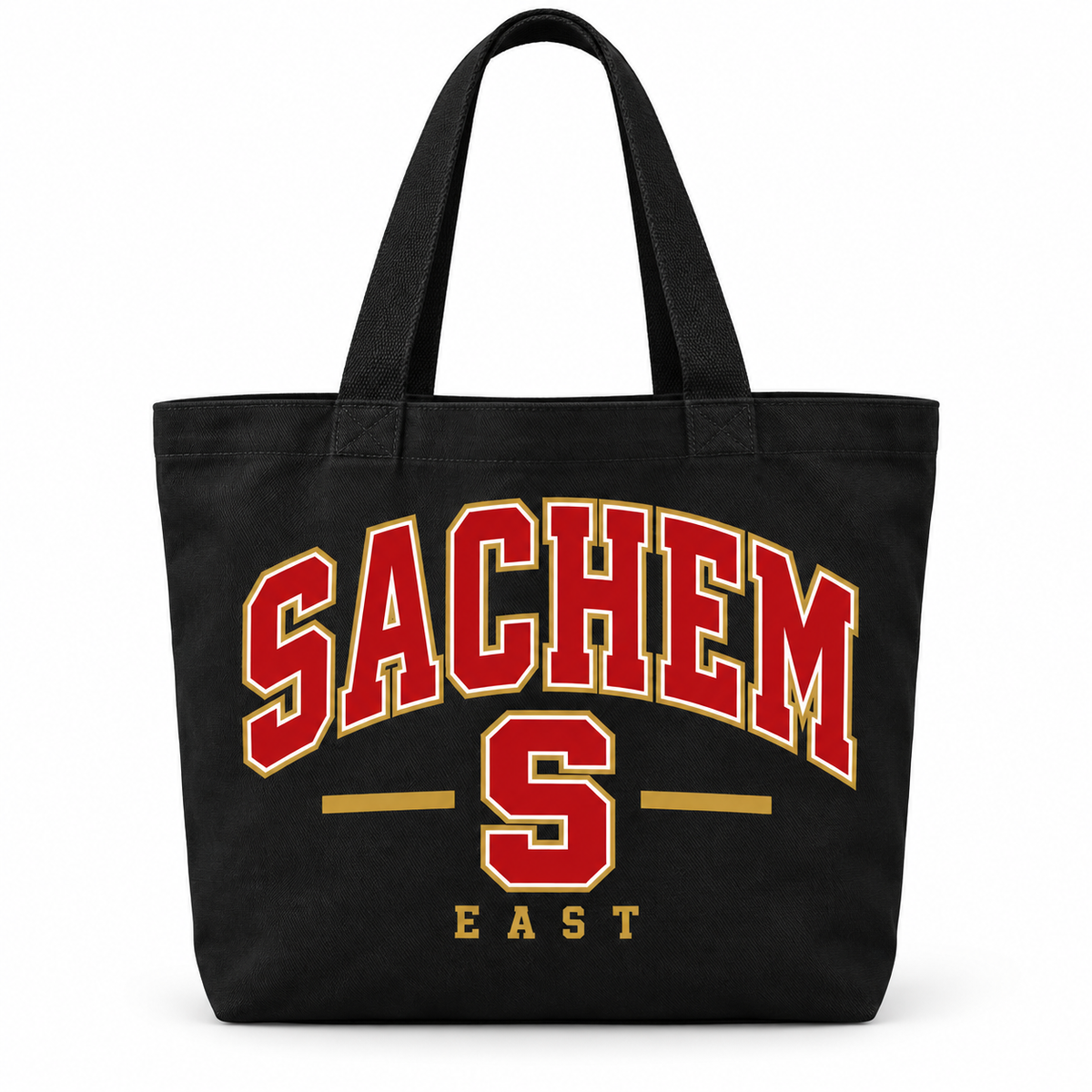 Sachem East Heritage S Everyday Tote in Black with collegiate lettering
