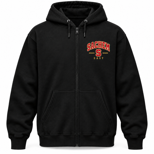 Sachem East Heritage S Full-Zip Hoodie in Black with collegiate lettering