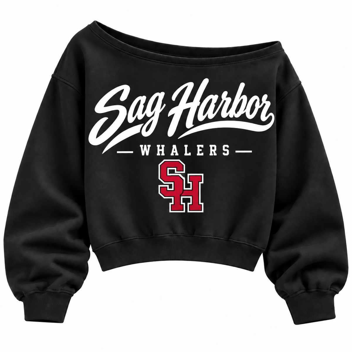 Sag Harbor Whalers off-shoulder sweatshirt in black
