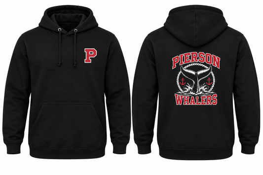PIERSON WHALERS black hoodie front and back