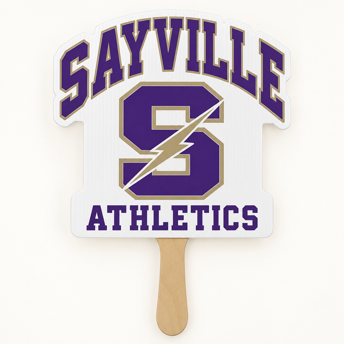 Sayville Lightning S Handheld Fan Cutout in White; General Spirit artwork