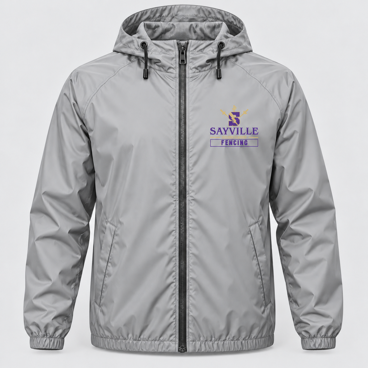 Gray Sayville Fencing Full-Zip Windbreaker