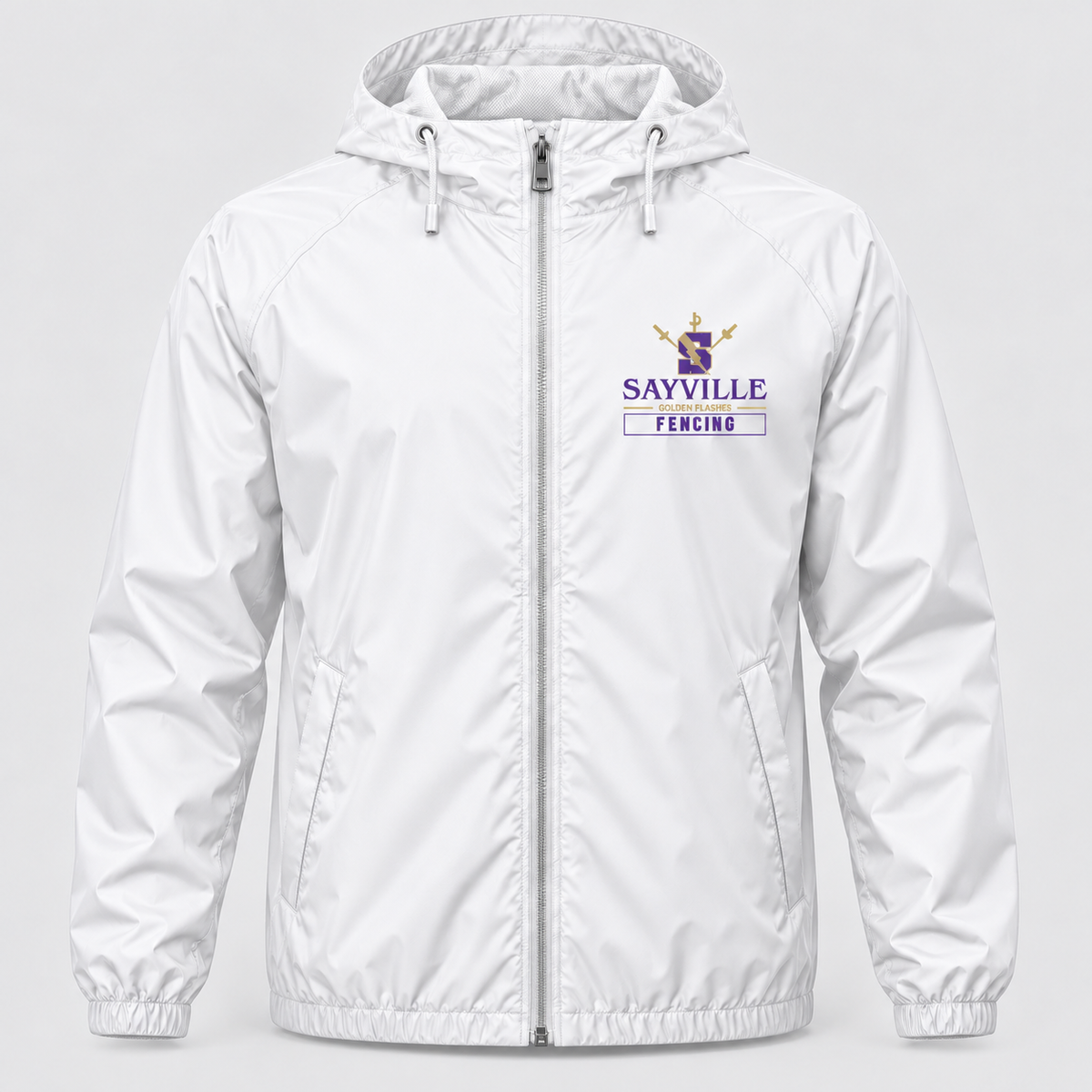 White Sayville Fencing Full-Zip Windbreaker