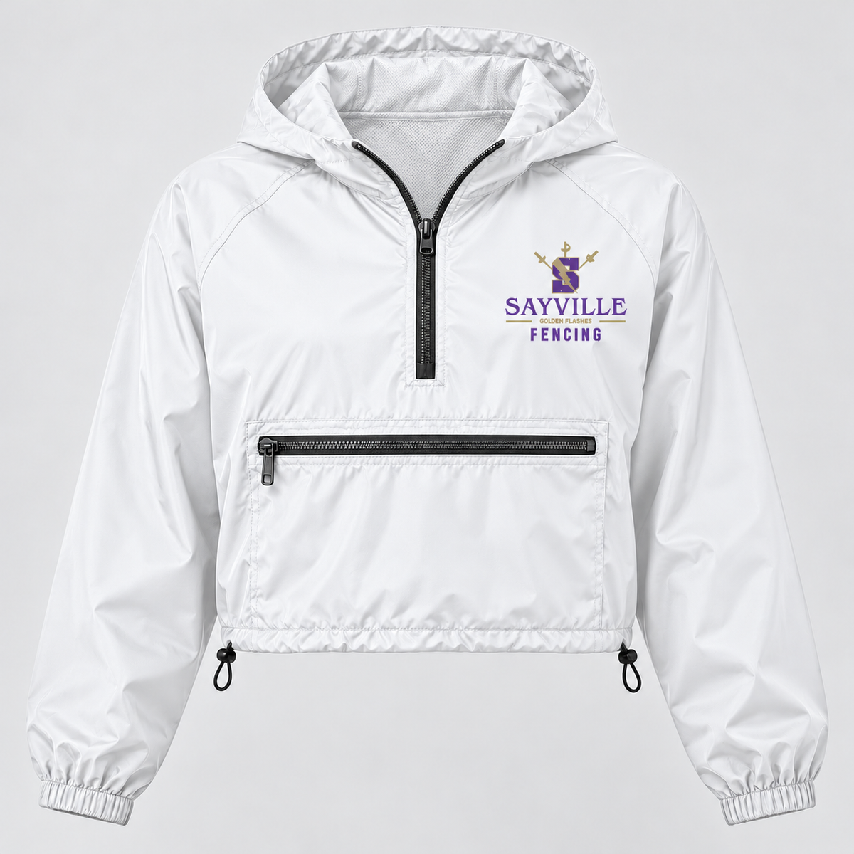 White Sayville Fencing Cropped Windbreaker