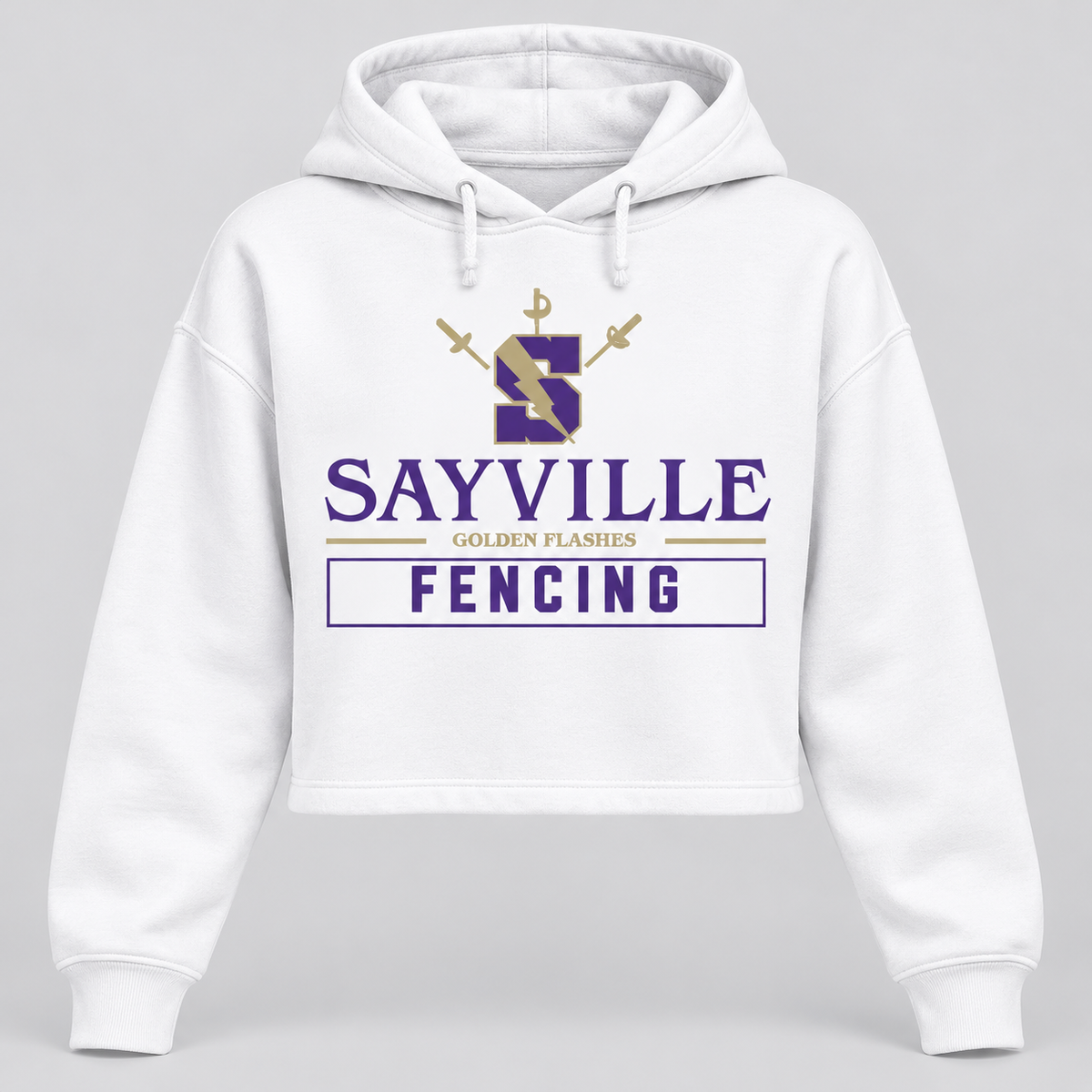 White Sayville Fencing Cropped Hoodie