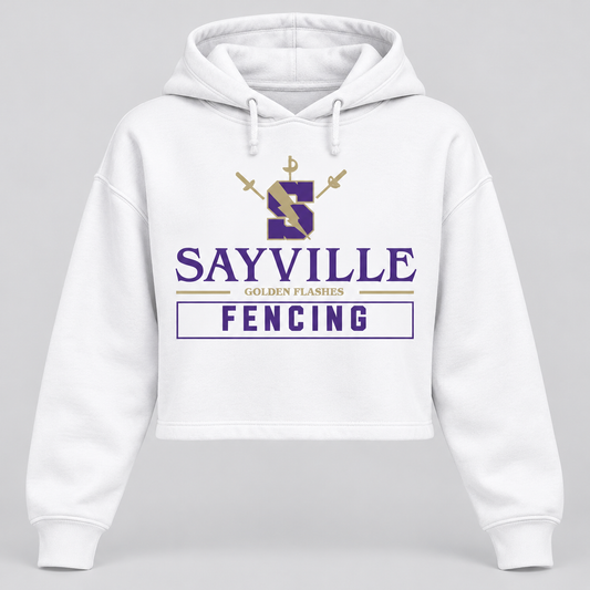 White Sayville Fencing Cropped Hoodie