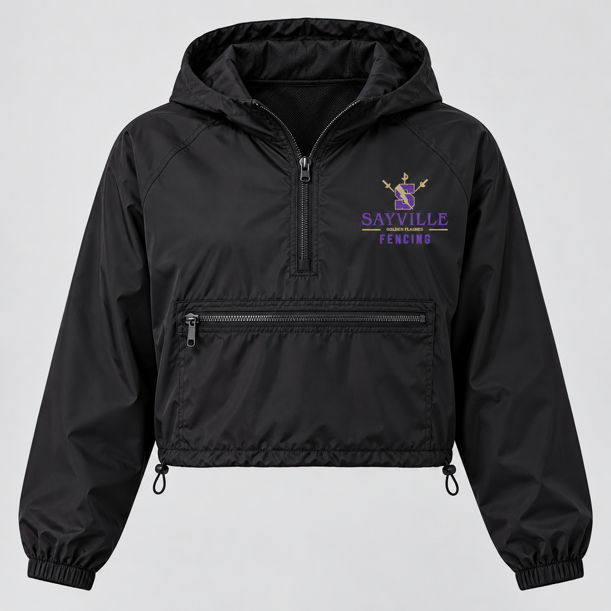 Black Sayville Fencing Cropped Windbreaker