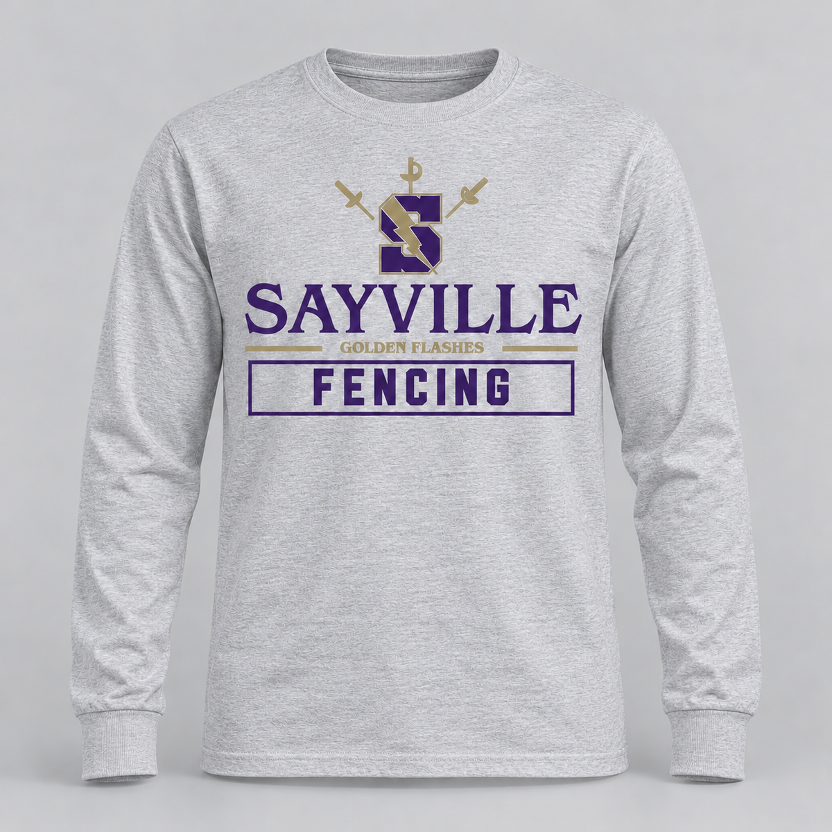 Heather Gray Sayville Fencing Long Sleeve T-Shirt