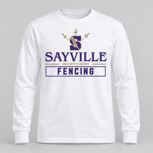 White Sayville Fencing Long Sleeve T-Shirt