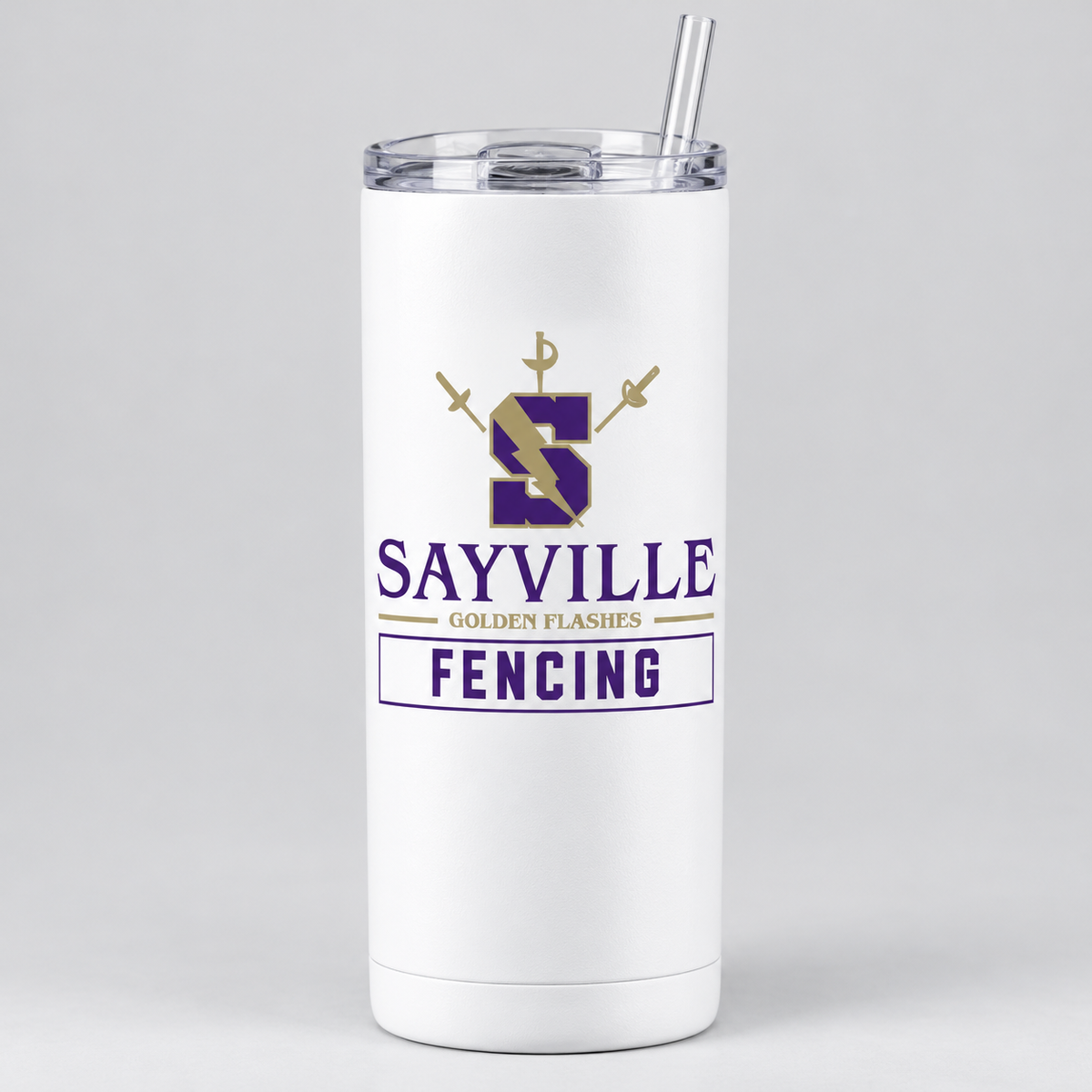 White Sayville Fencing 20 oz Skinny Tumbler