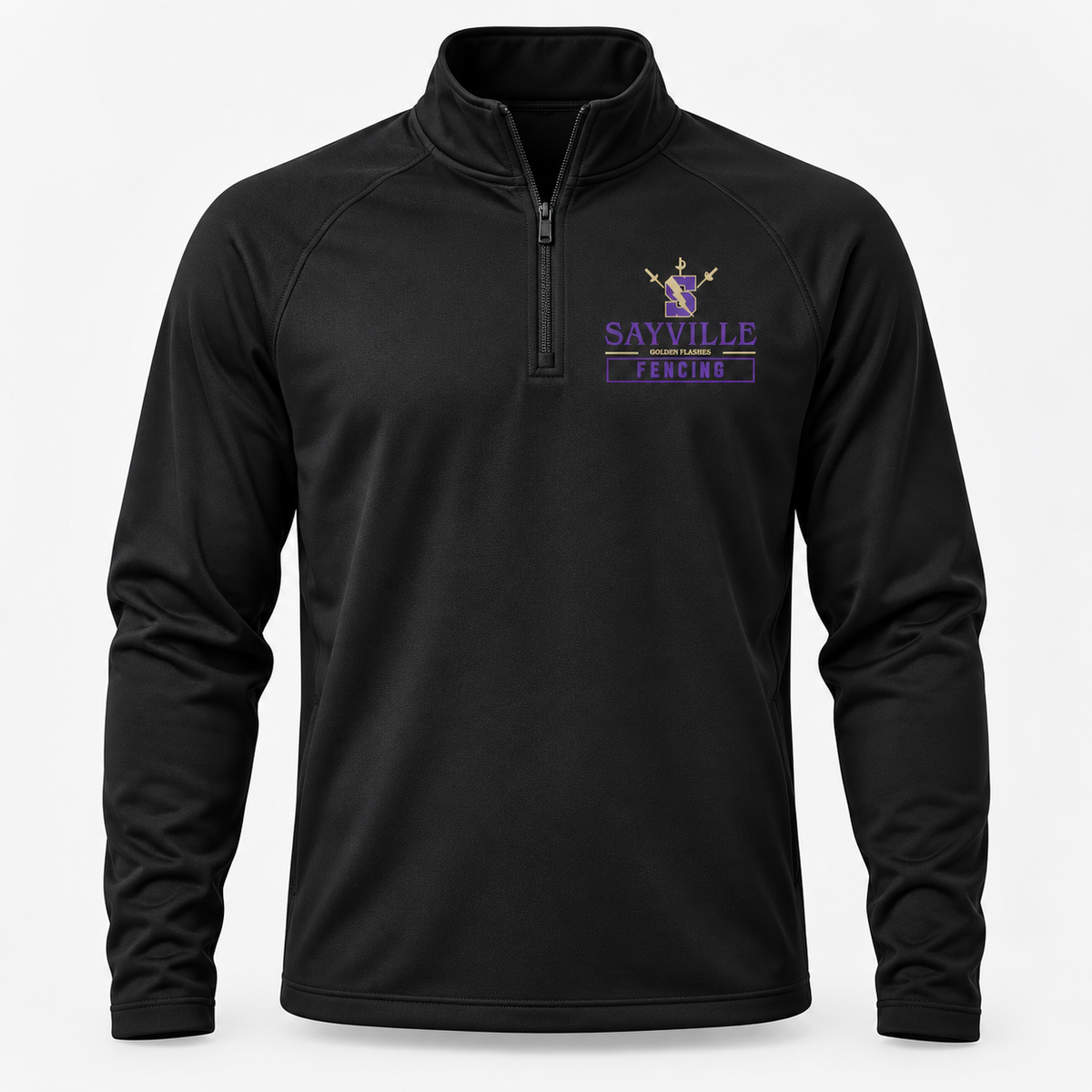 Black Sayville Fencing Quarter-Zip Pullover front design