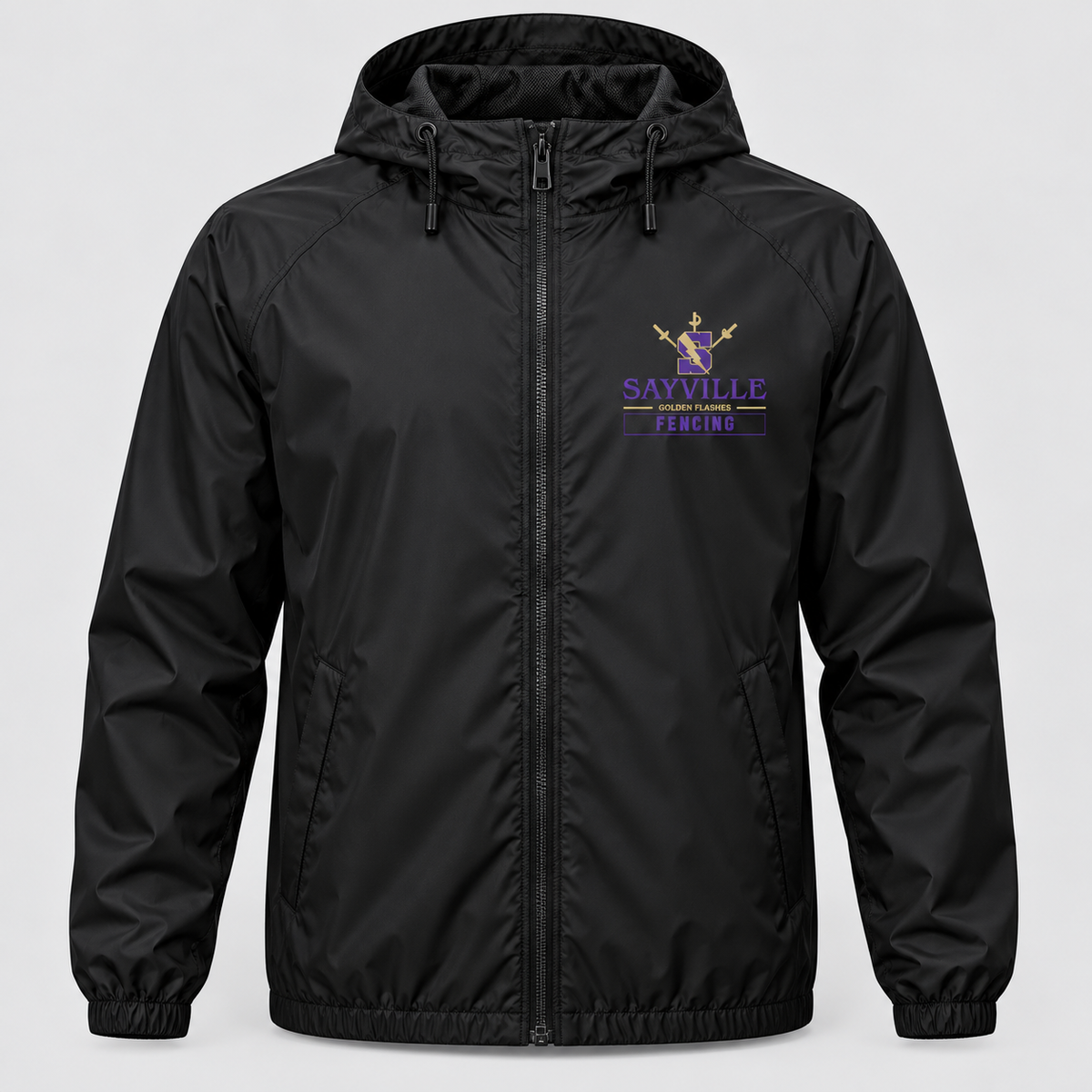 Black Sayville Fencing Full-Zip Windbreaker