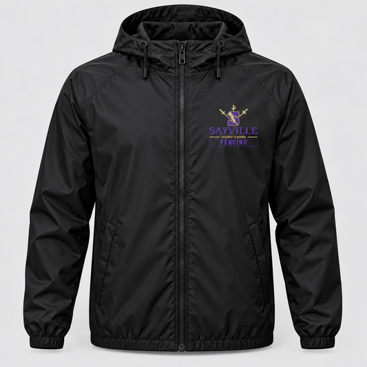 Black Sayville Fencing Full-Zip Windbreaker