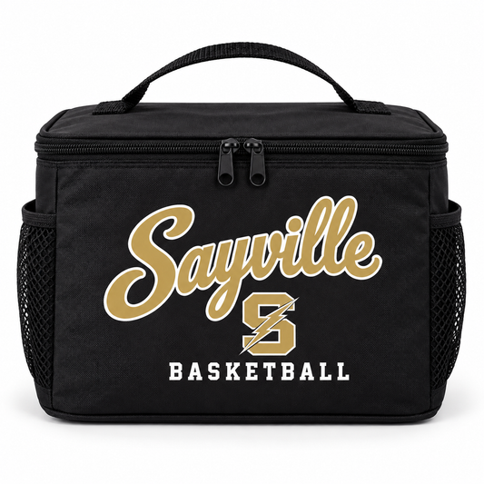 Sayville Girls Basketball Heritage Script Lunch Cooler in Black