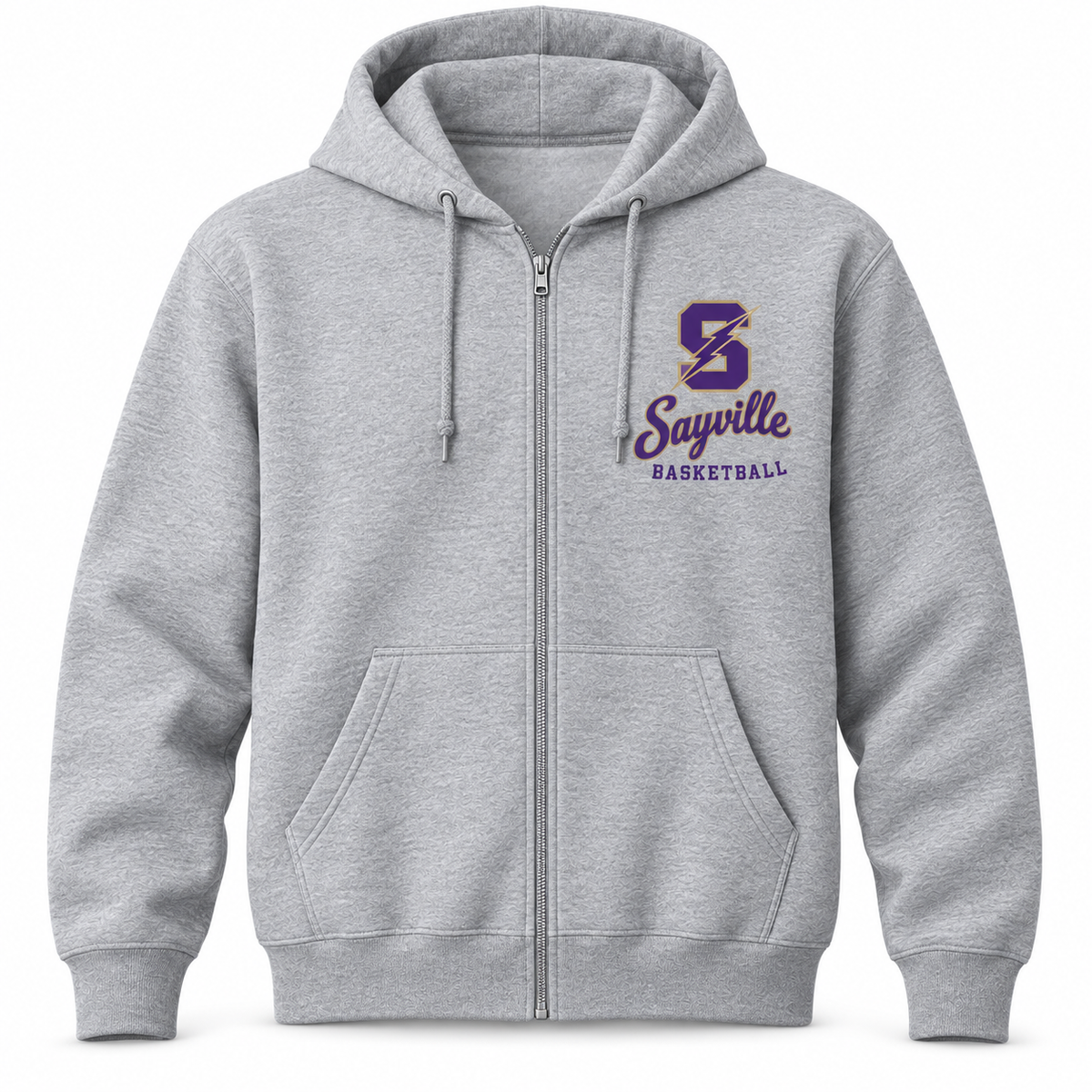 Sayville Girls Basketball Lightning S Full-Zip Fleece Hoodie in Sport Grey