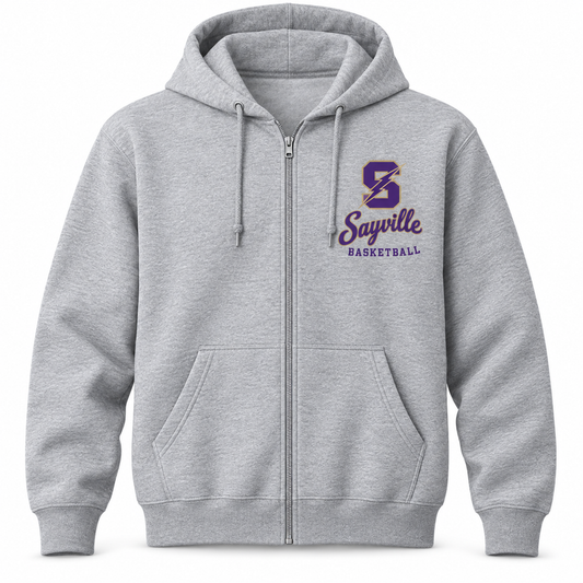 Sayville Girls Basketball Lightning S Full-Zip Fleece Hoodie in Sport Grey