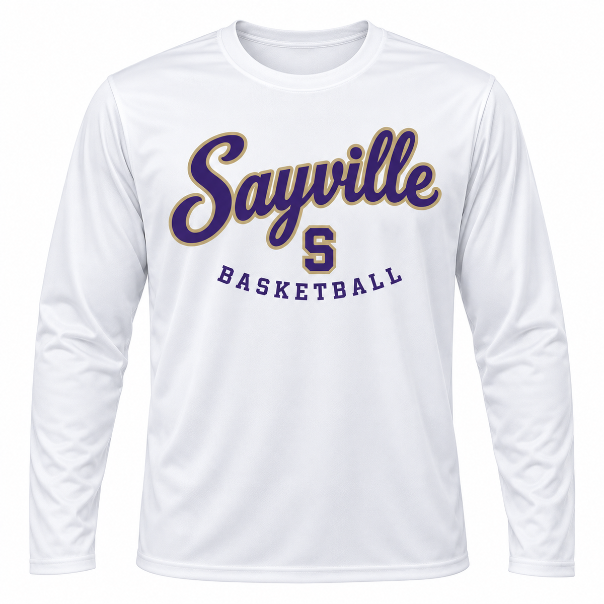 Sayville girls basketball Script Long Sleeve Performance Shooting Shirt in White