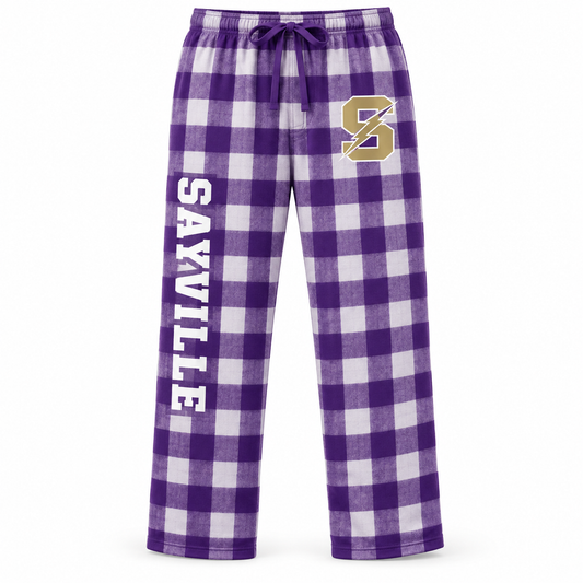 Sayville Girls Basketball Lightning S Plaid Pajama Pants in Purple / White Plaid