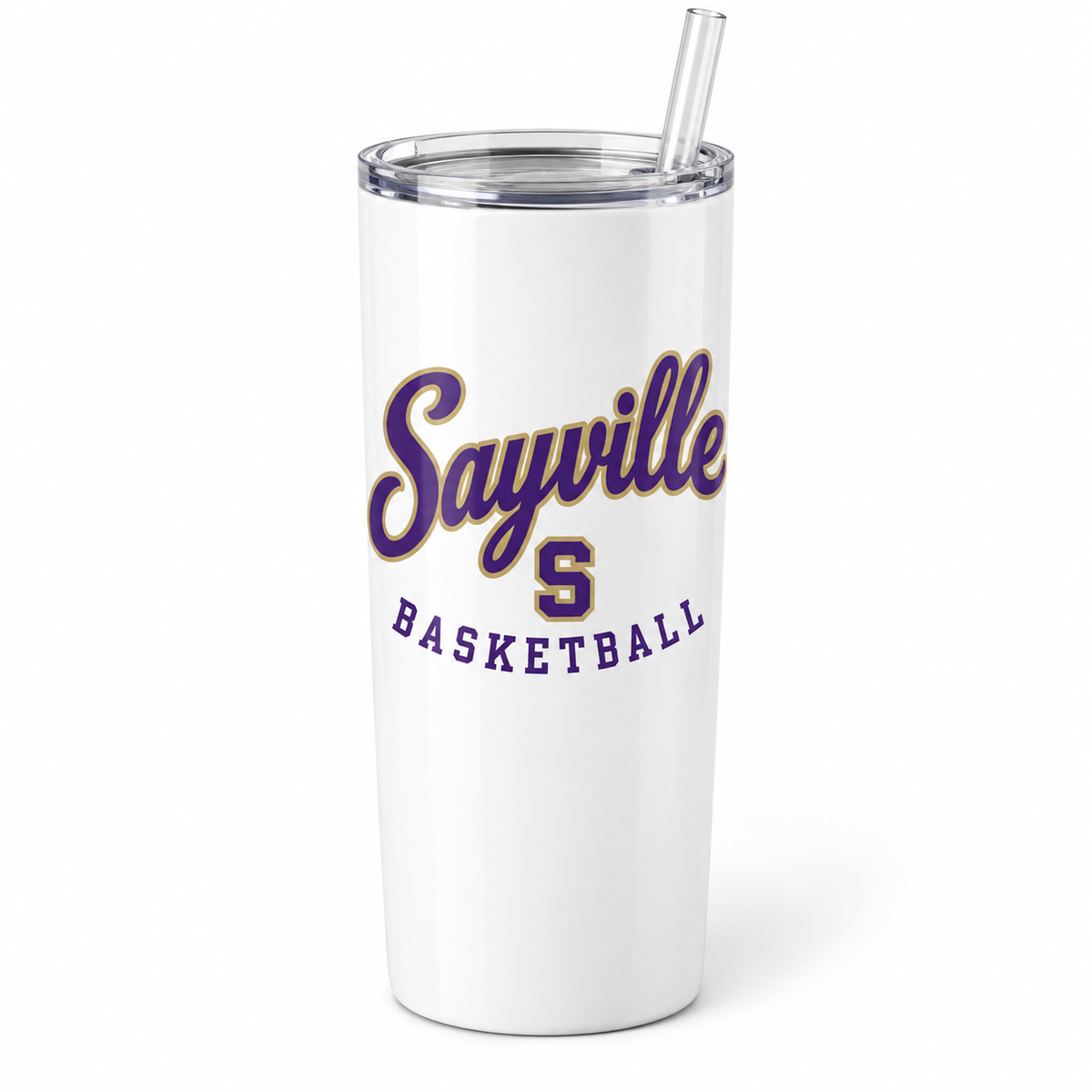 Sayville girls basketball Heritage Script 20 oz Tumbler in White