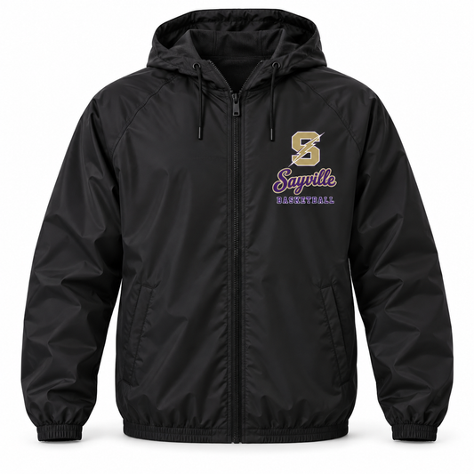 Sayville Girls Basketball Lightning S Hooded Windbreaker in Black