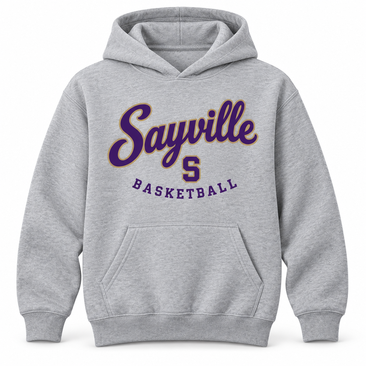 Sayville Girls Basketball Youth Heritage Script Hoodie in Sport Grey