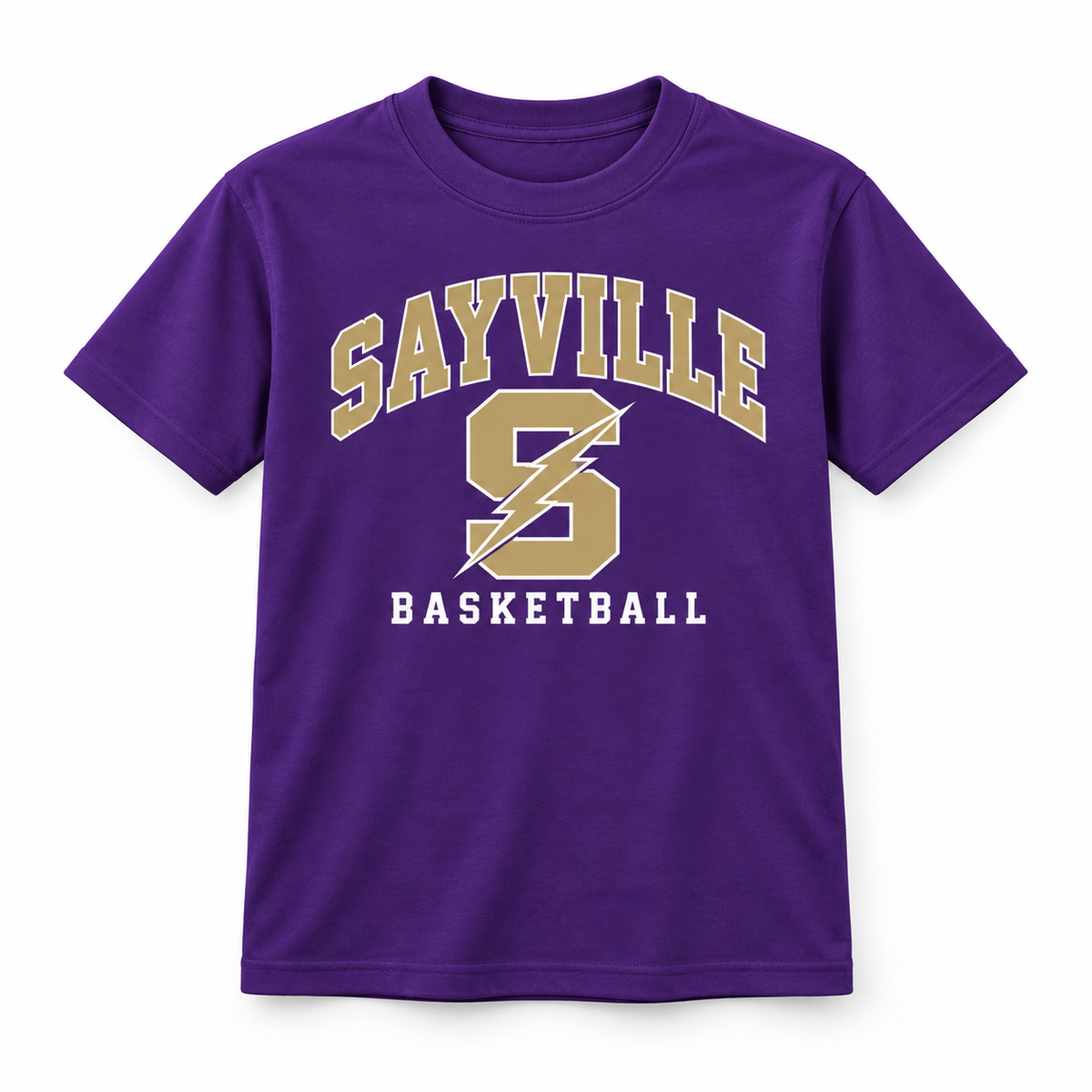 Sayville Girls Basketball Youth Lightning S Cotton T-Shirt in Purple