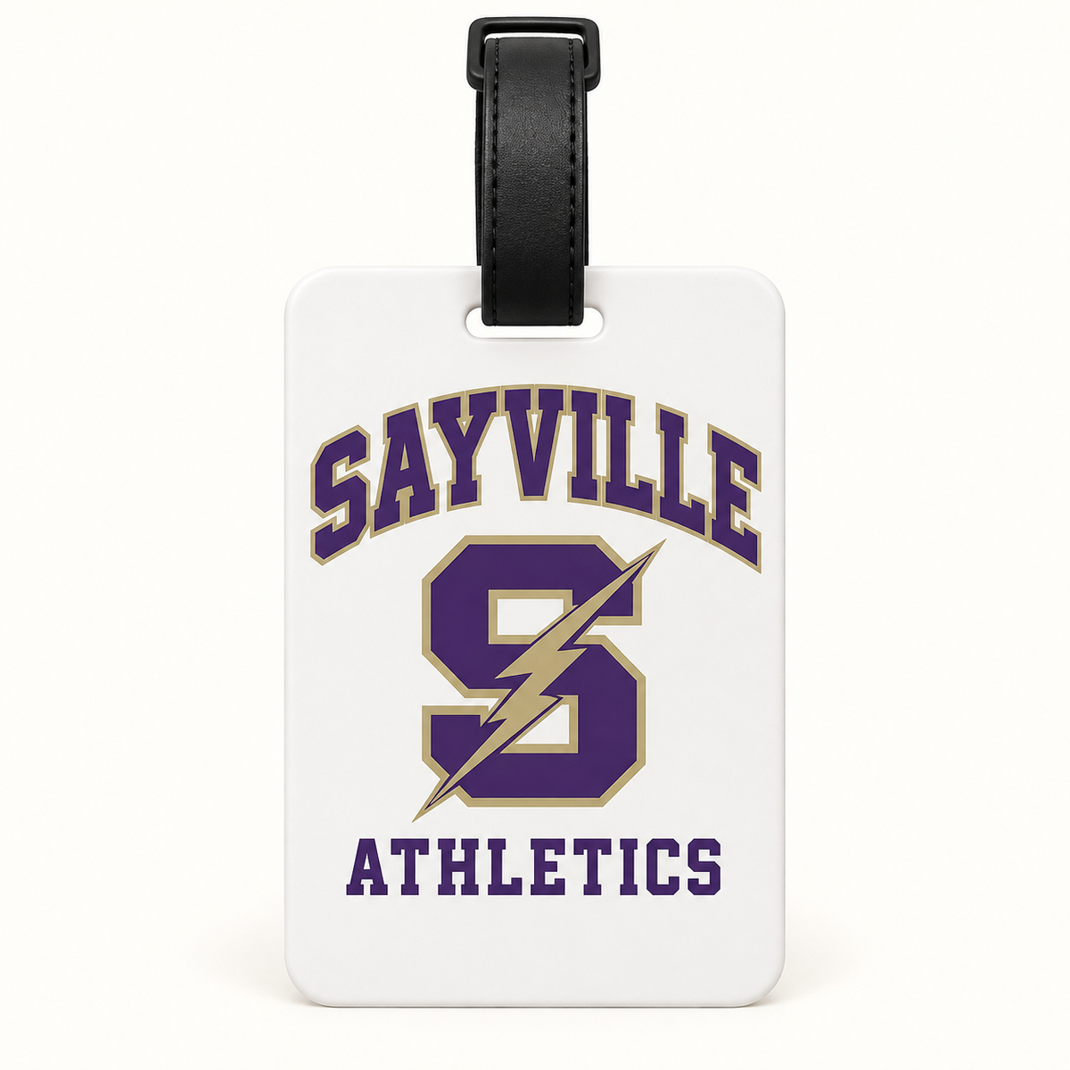 Sayville Lightning S Luggage Tag in White; General Spirit artwork