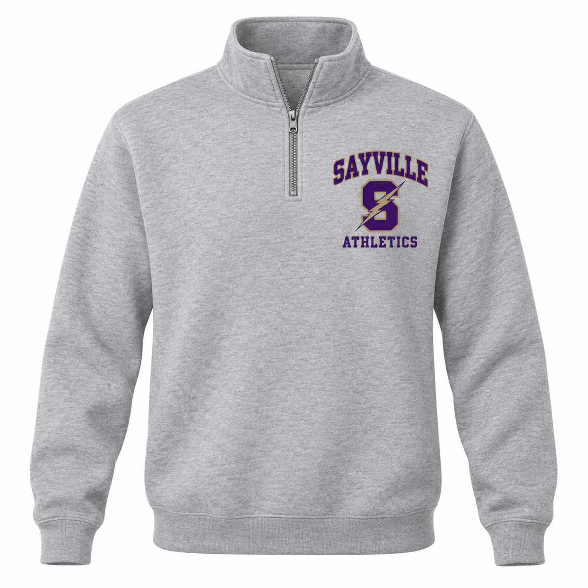 Sayville Lightning S Quarter-Zip Sweatshirt in Athletic Heather; General Spirit artwork
