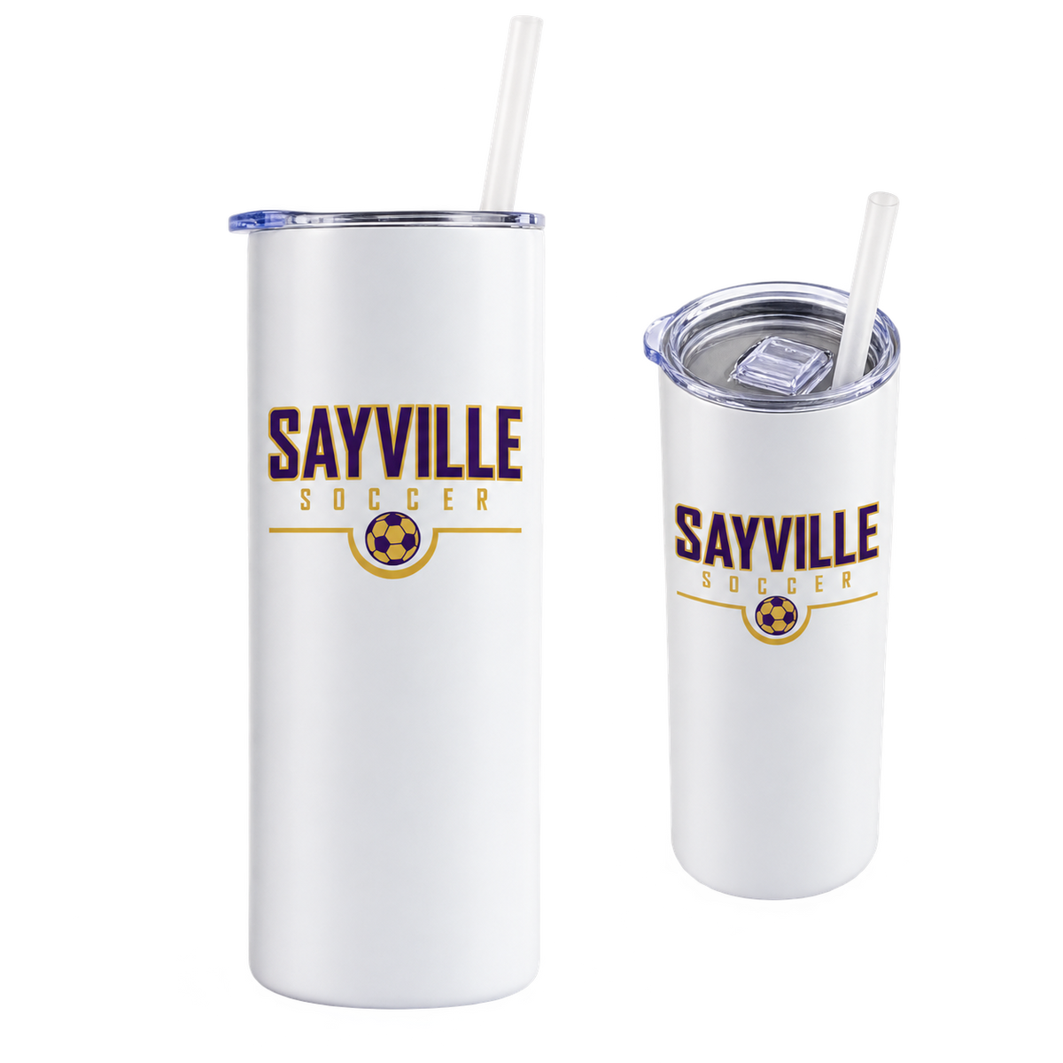 Sayville Soccer 20 oz Skinny Tumbler — available color views