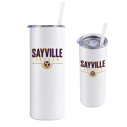 Sayville Soccer 20 oz Skinny Tumbler — available color views
