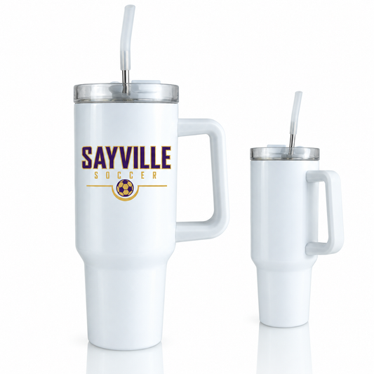 Sayville Soccer 40 oz Handled Tumbler — available color views